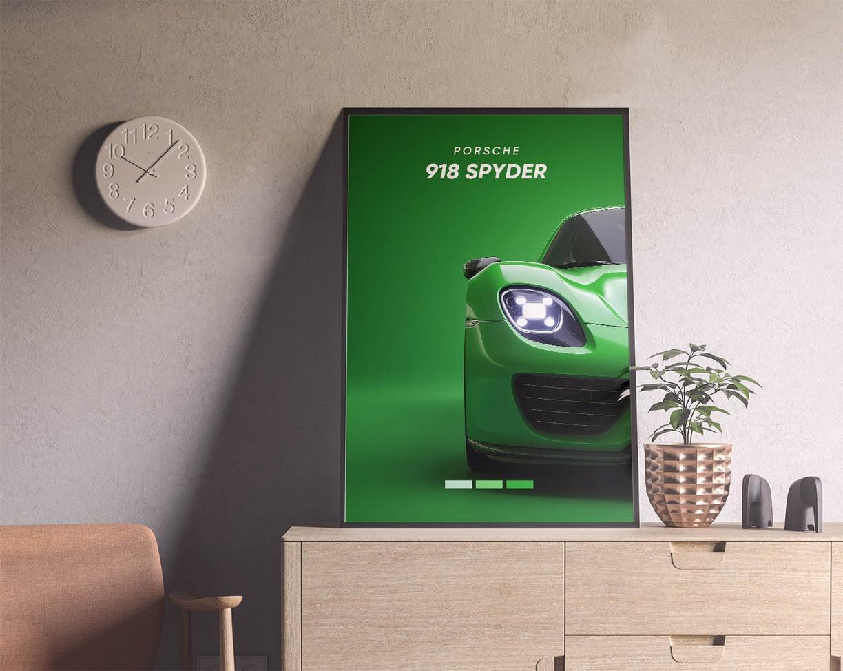 Porsche 918 Spyder Green - Sport Car Poster Print | Architeg